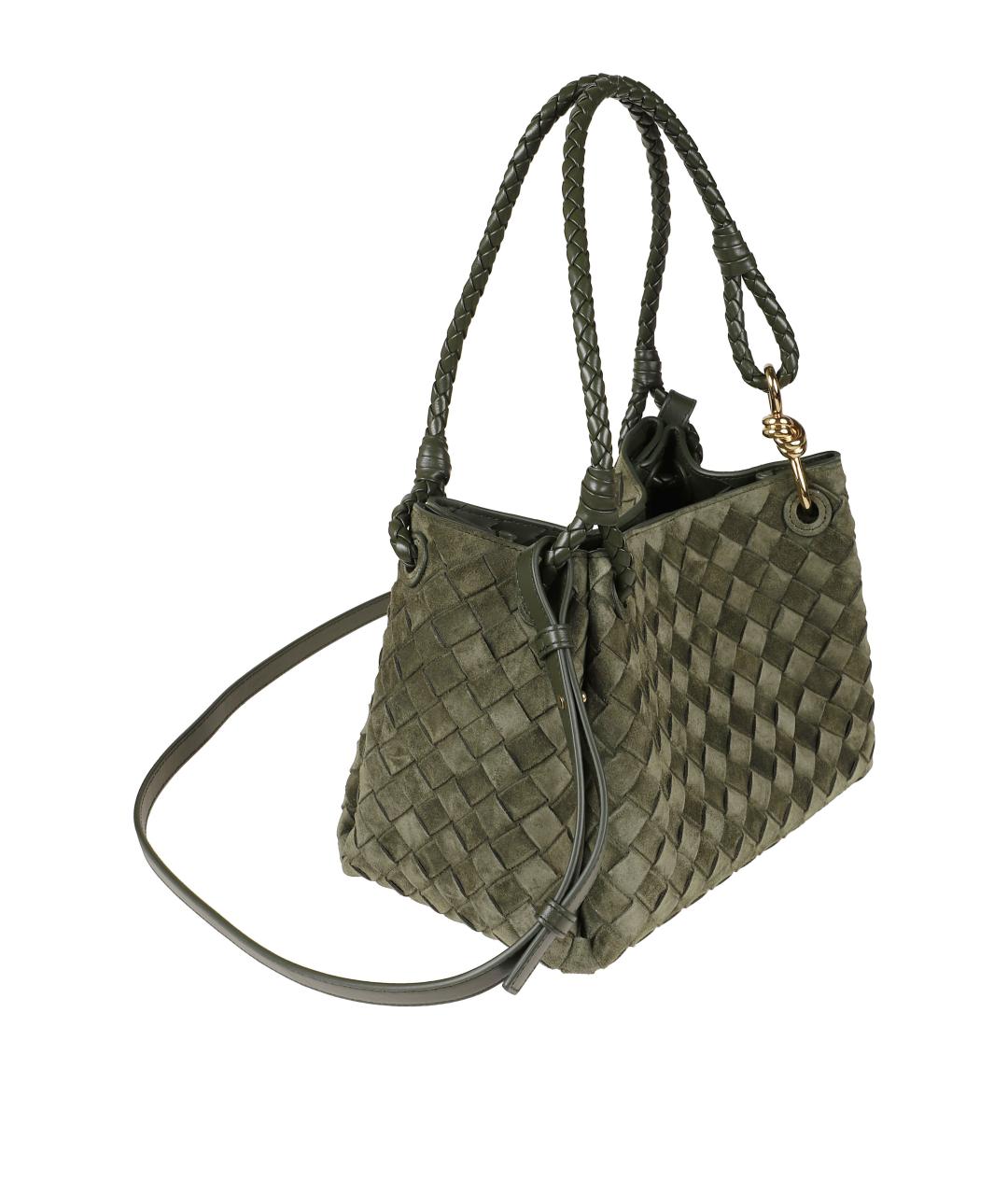 BOTTEGA VENETA Зеленая замшевая сумка тоут, фото 3