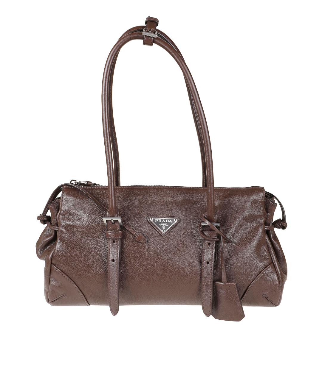PRADA Коричневая кожаная сумка тоут, фото 1