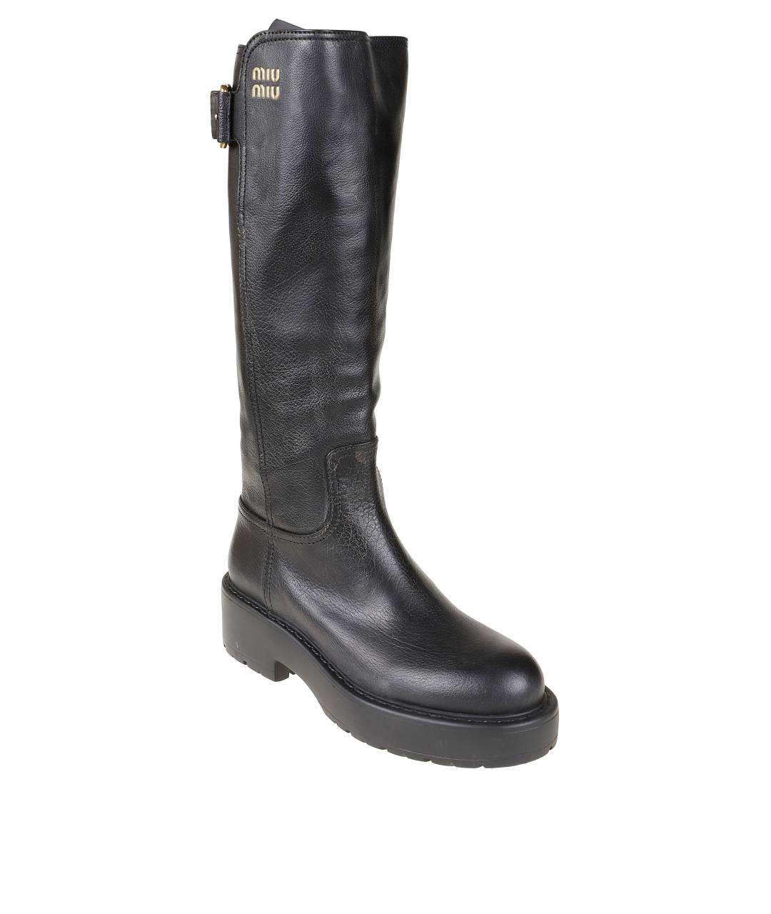 MIU MIU Черные кожаные сапоги, фото 2