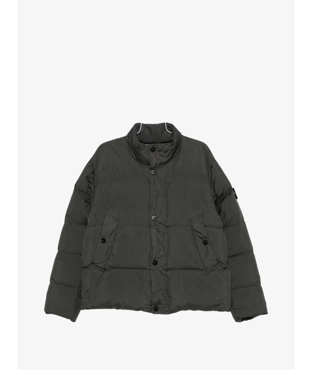 STONE ISLAND Серый полиамидовый пуховик, фото 1
