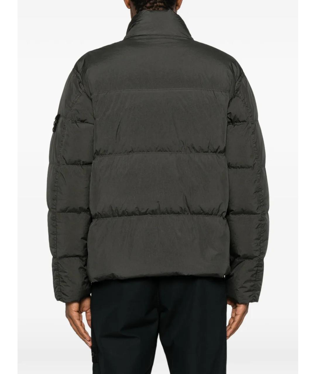 STONE ISLAND Серый полиамидовый пуховик, фото 4