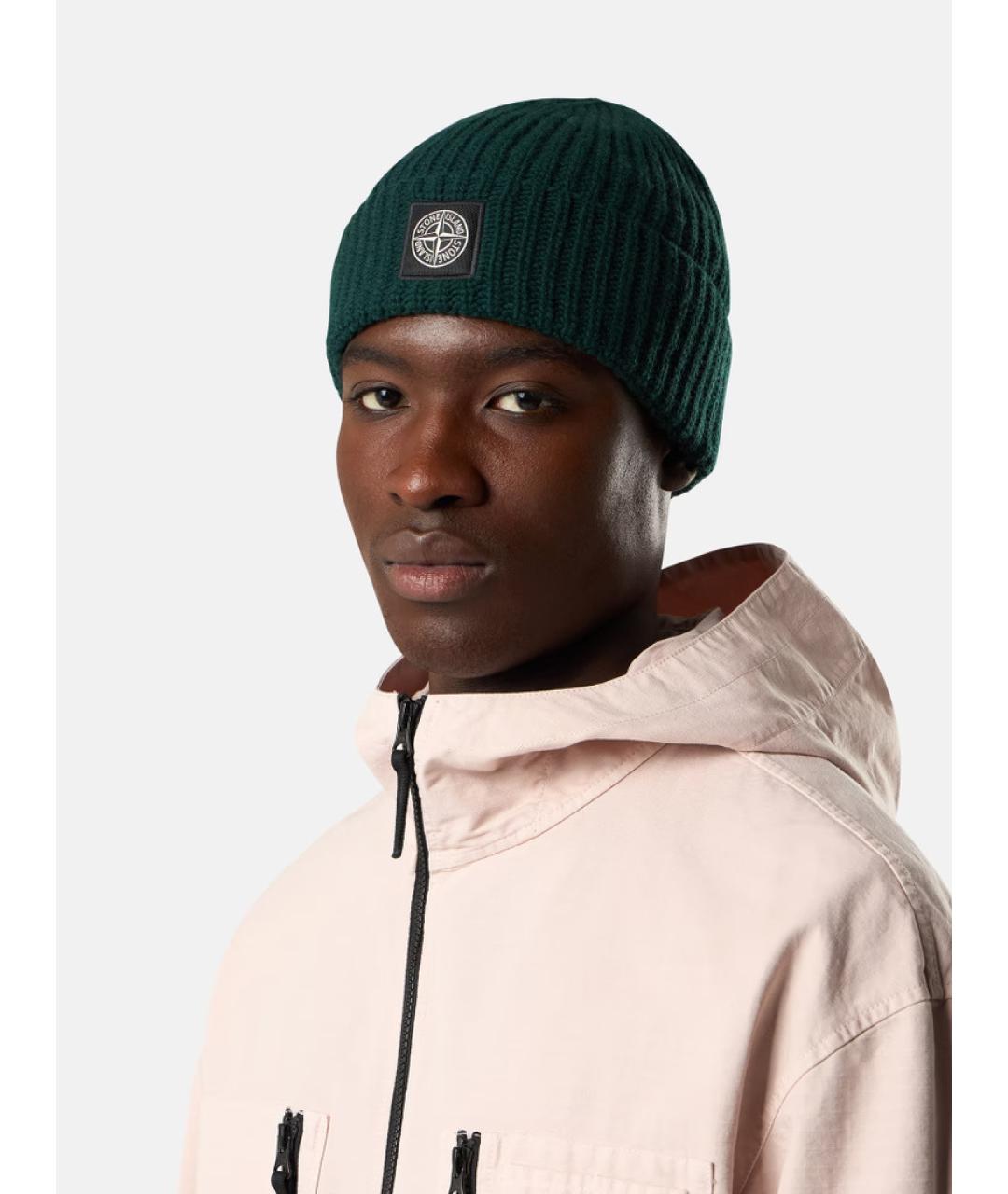 STONE ISLAND Зеленая шерстяная шапка, фото 2