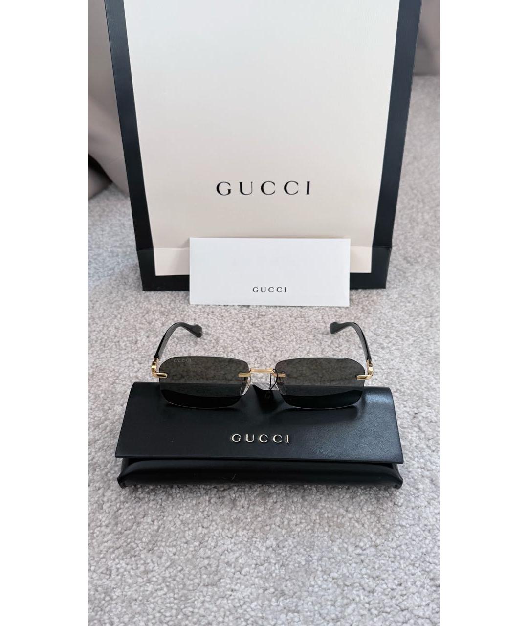 GUCCI Черные металлические солнцезащитные очки, фото 5