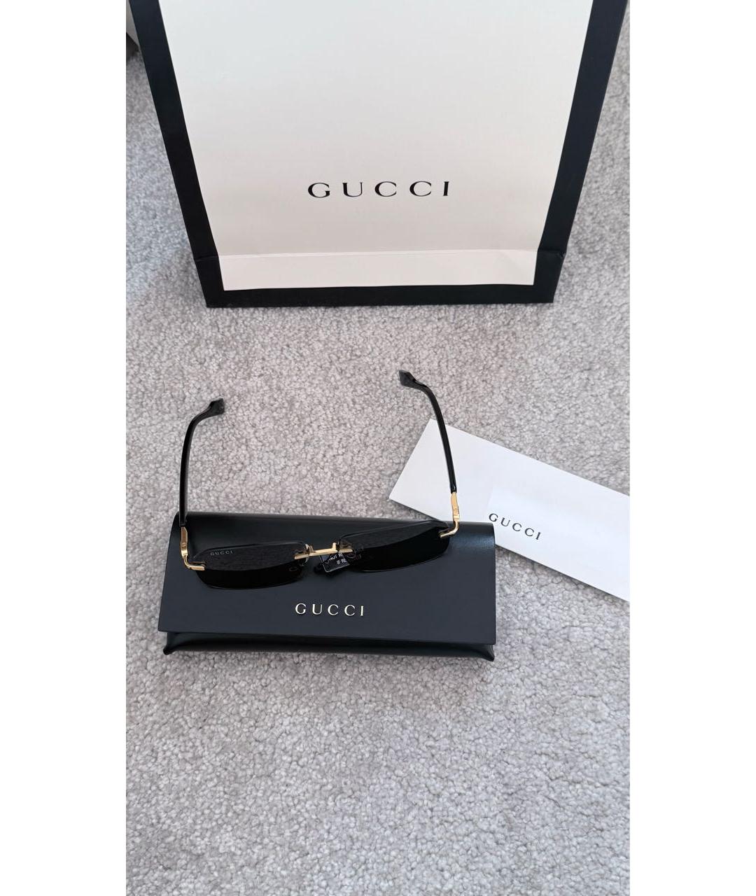 GUCCI Черные металлические солнцезащитные очки, фото 2