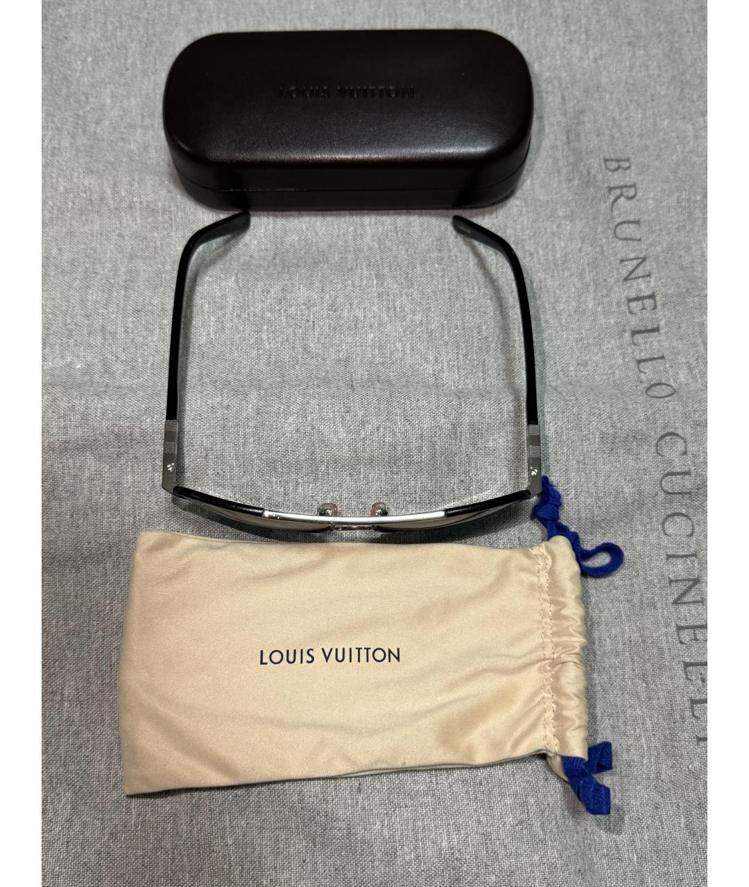 LOUIS VUITTON Черные металлические солнцезащитные очки, фото 2