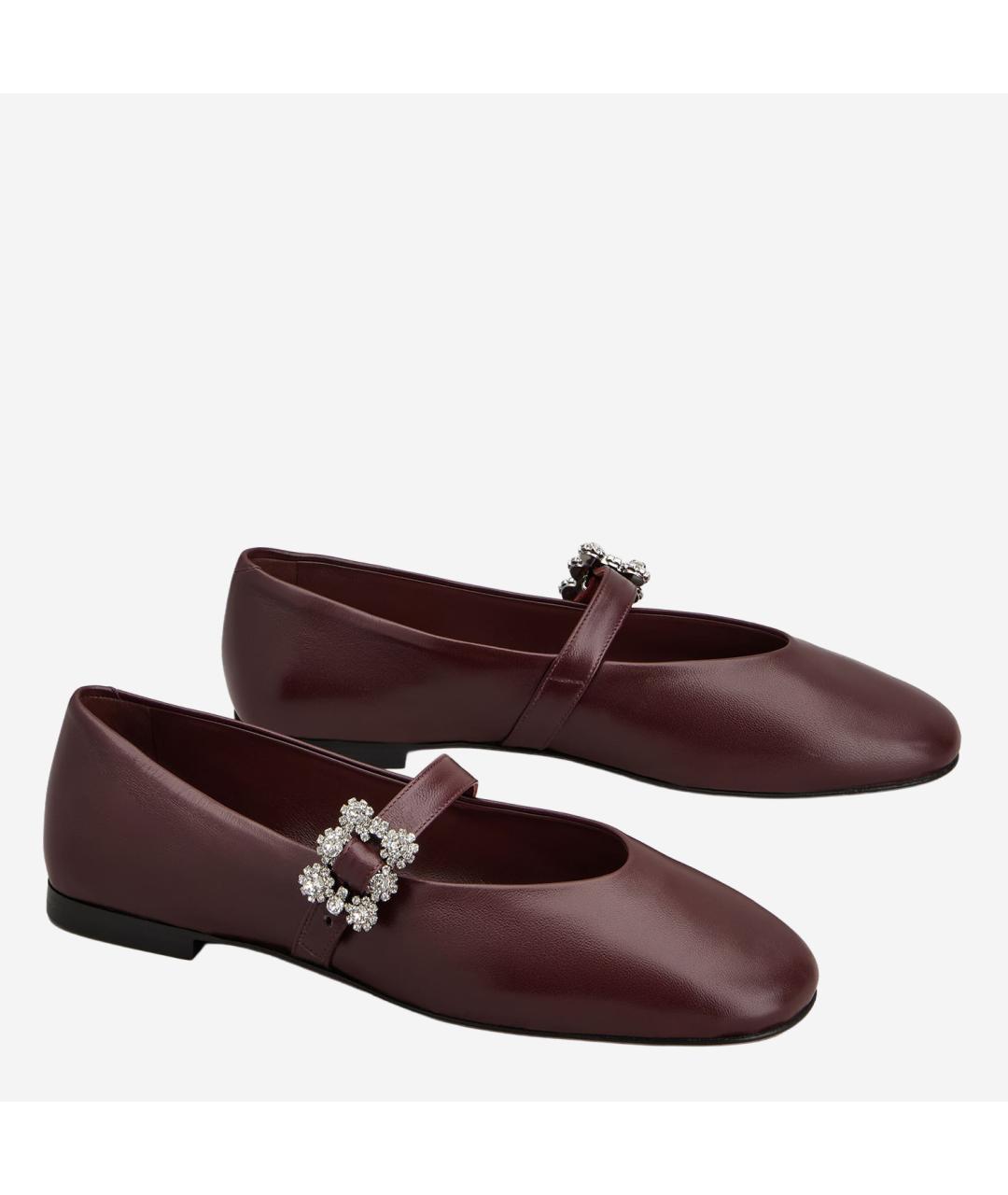 ROGER VIVIER Бордовые кожаные балетки, фото 2