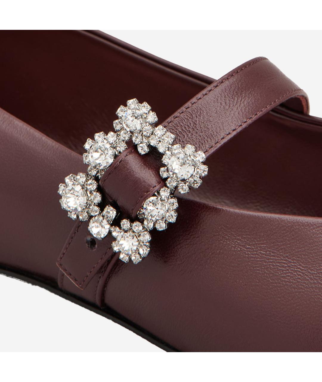 ROGER VIVIER Бордовые кожаные балетки, фото 3