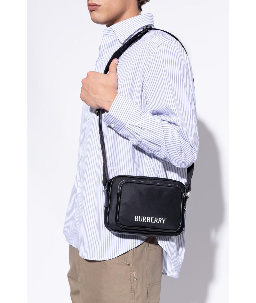 BURBERRY Черная тканевая сумка на плечо, фото 2