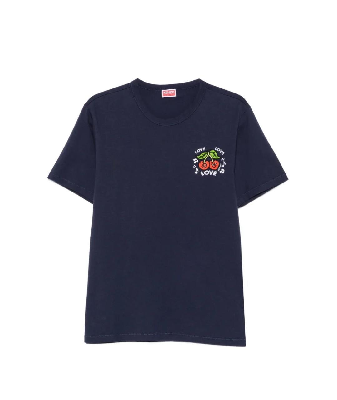 KENZO Синяя хлопковая футболка, фото 1