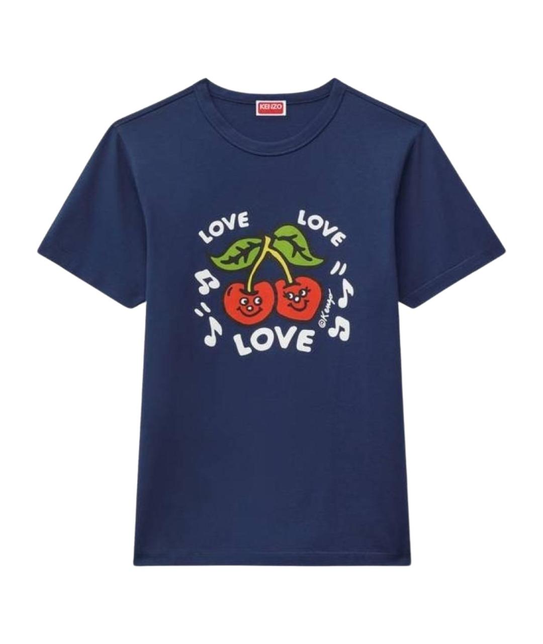 KENZO Синяя хлопковая футболка, фото 1