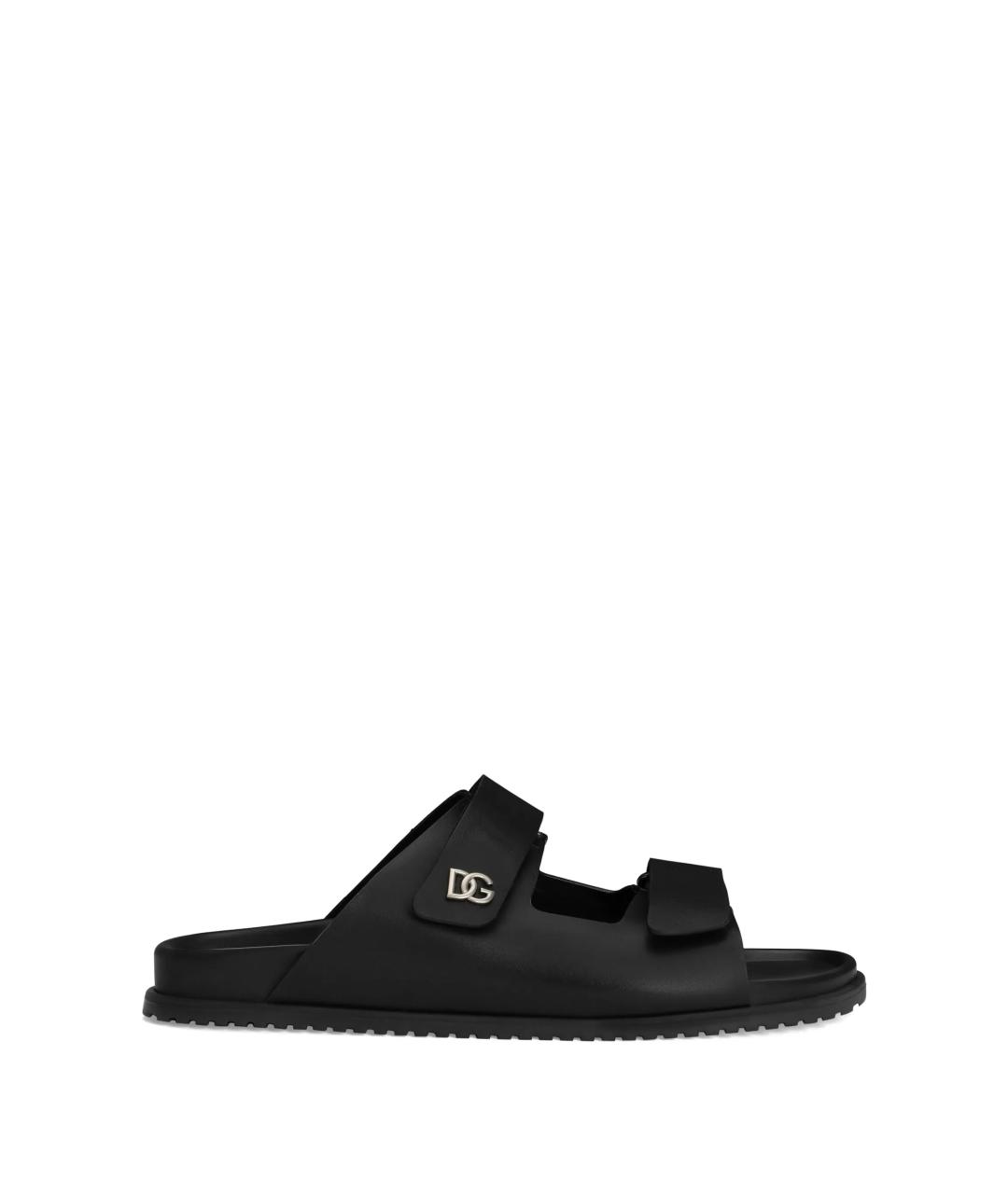 DOLCE&GABBANA Черные кожаные сандалии, фото 1