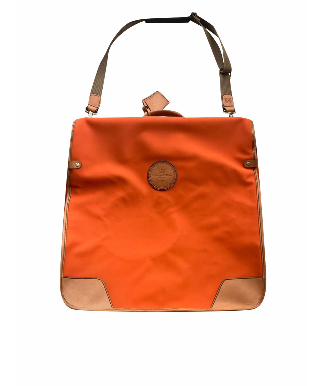 LANCEL Оранжевая кожаная дорожная/спортивная сумка, фото 1