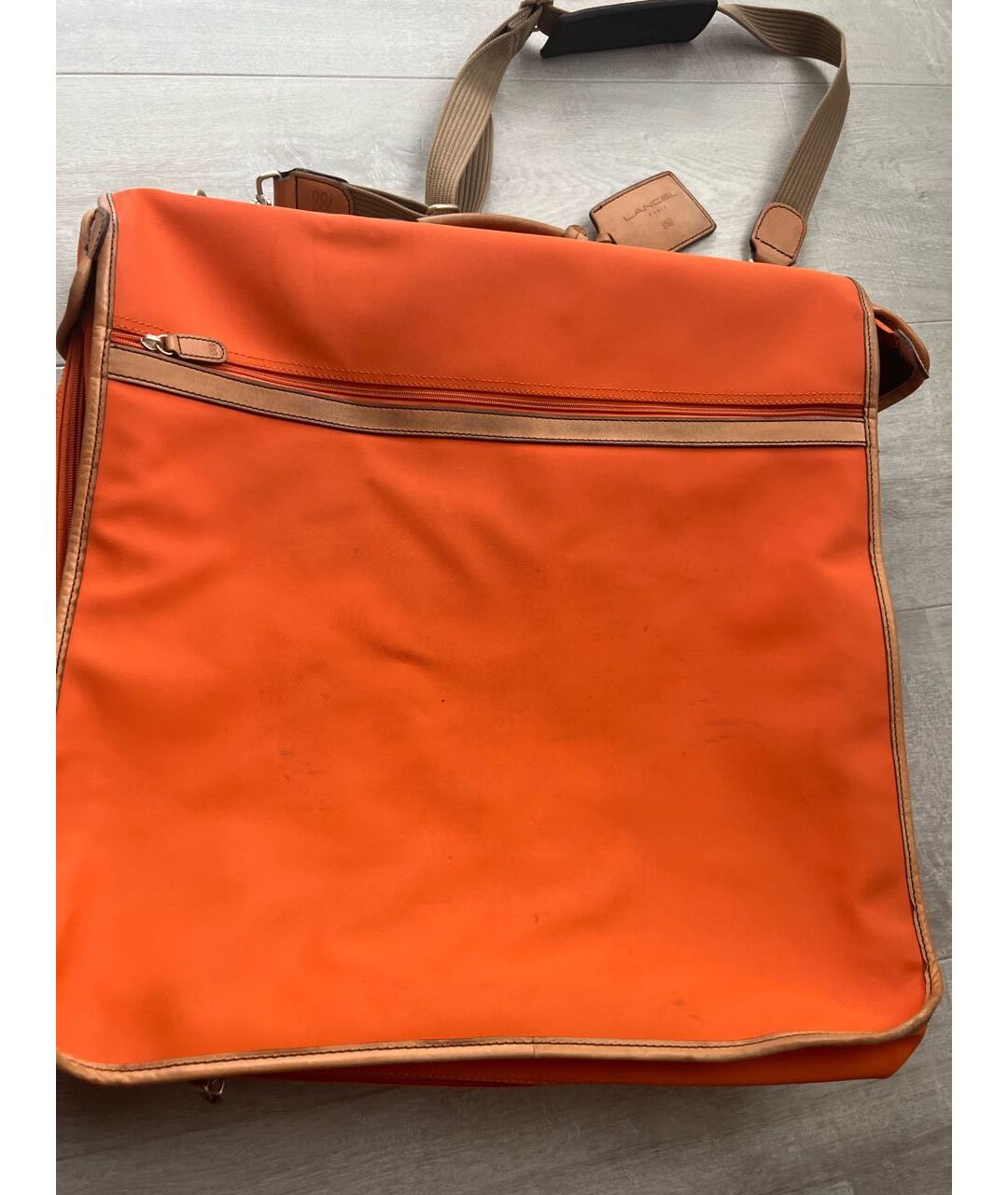 LANCEL Оранжевая кожаная дорожная/спортивная сумка, фото 5