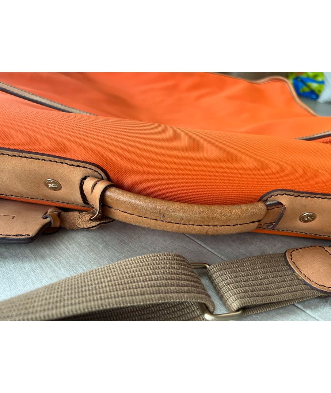LANCEL Оранжевая кожаная дорожная/спортивная сумка, фото 3