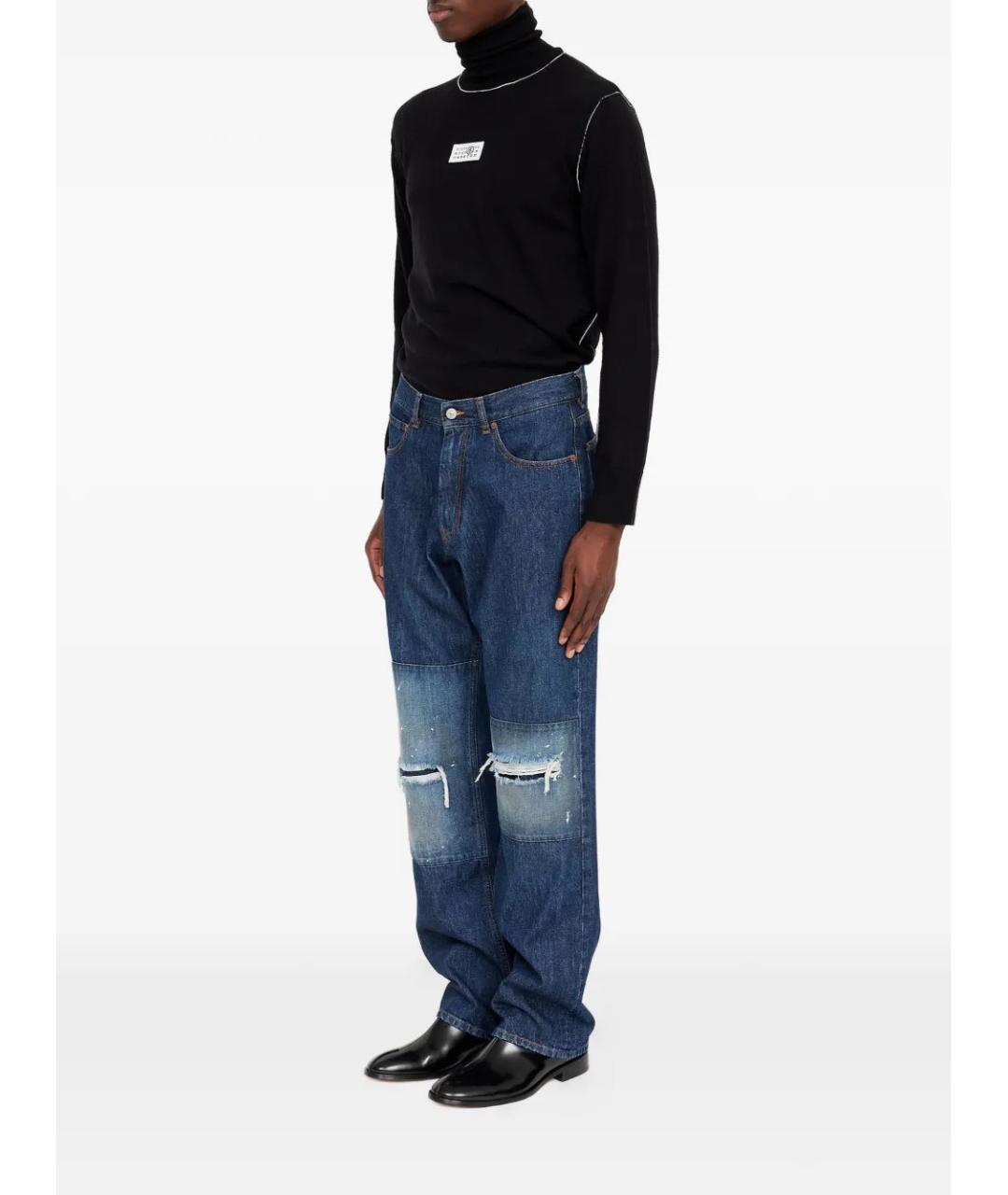 MM6 MAISON MARGIELA Синие хлопковые прямые джинсы, фото 3