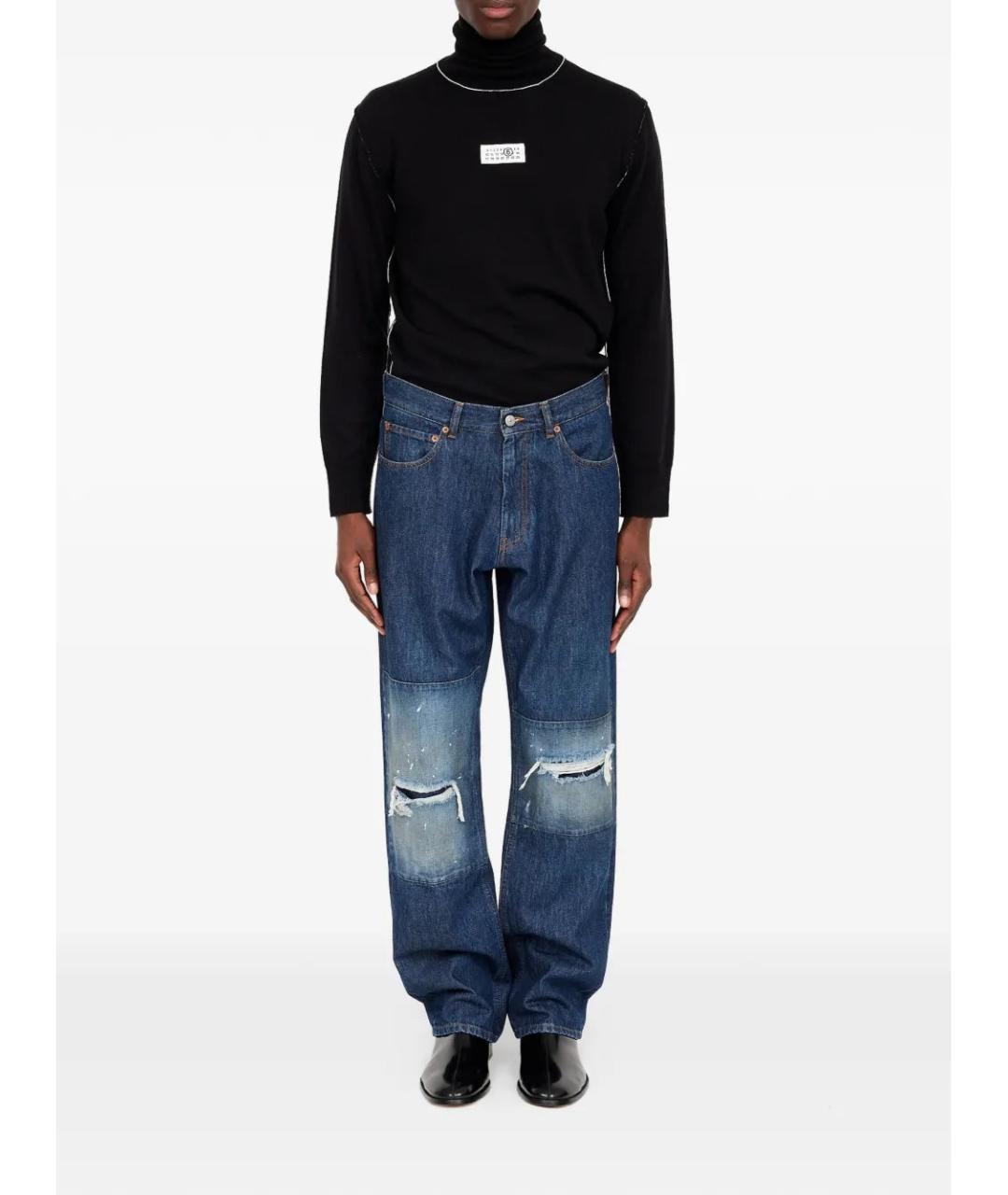 MM6 MAISON MARGIELA Синие хлопковые прямые джинсы, фото 2