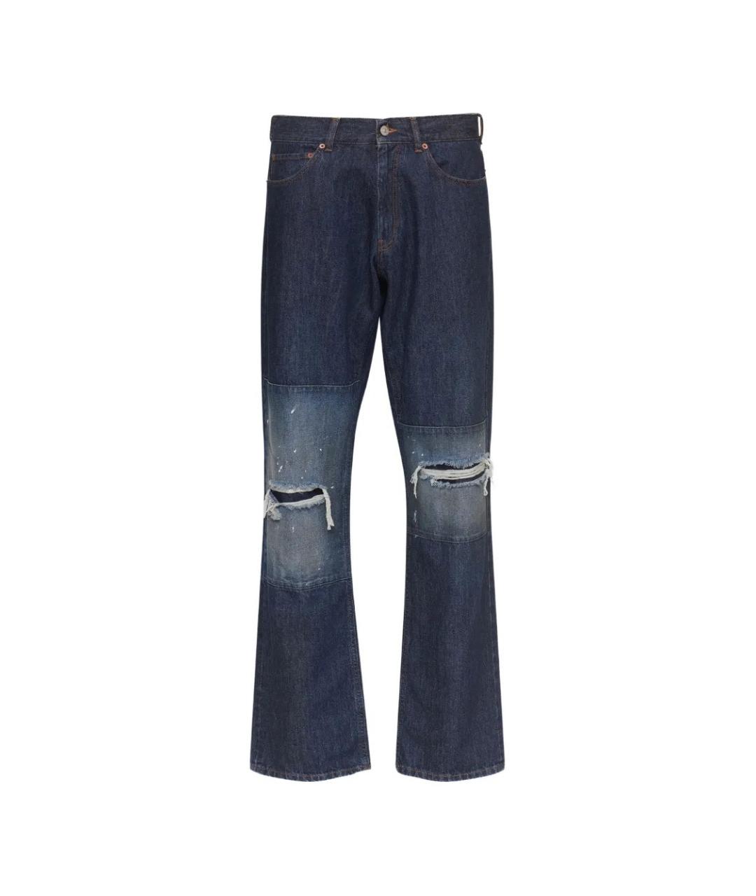 MM6 MAISON MARGIELA Синие хлопковые прямые джинсы, фото 1