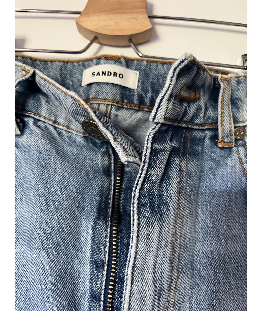 SANDRO Голубые хлопко-кашемировые прямые джинсы, фото 2