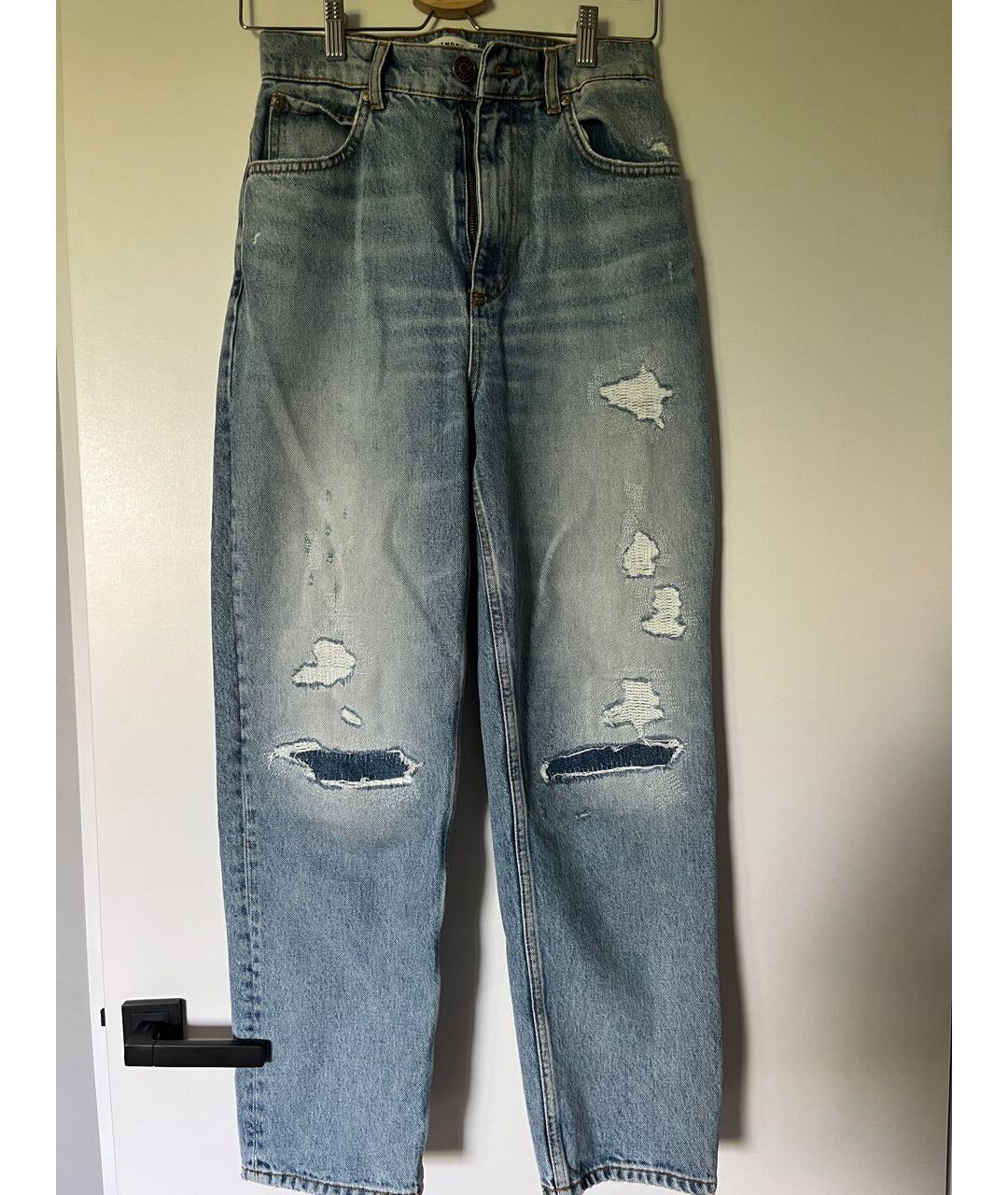 SANDRO Голубые хлопко-кашемировые прямые джинсы, фото 9
