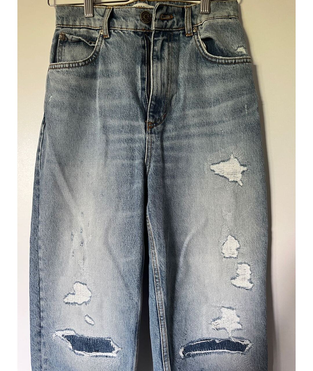 SANDRO Голубые хлопко-кашемировые прямые джинсы, фото 8