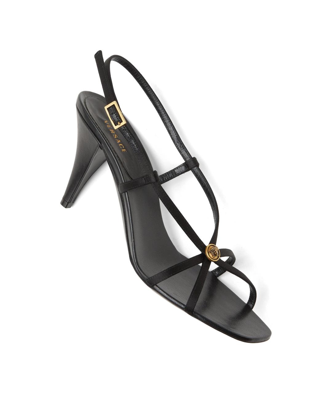 VERSACE Черные кожаные босоножки, фото 4
