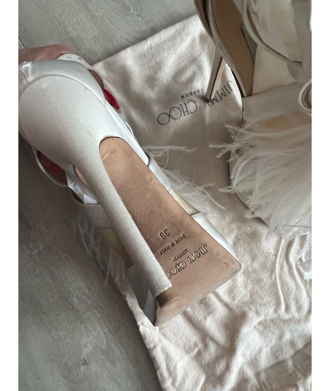 JIMMY CHOO Белые свадебные туфли на высоком каблуке, фото 5