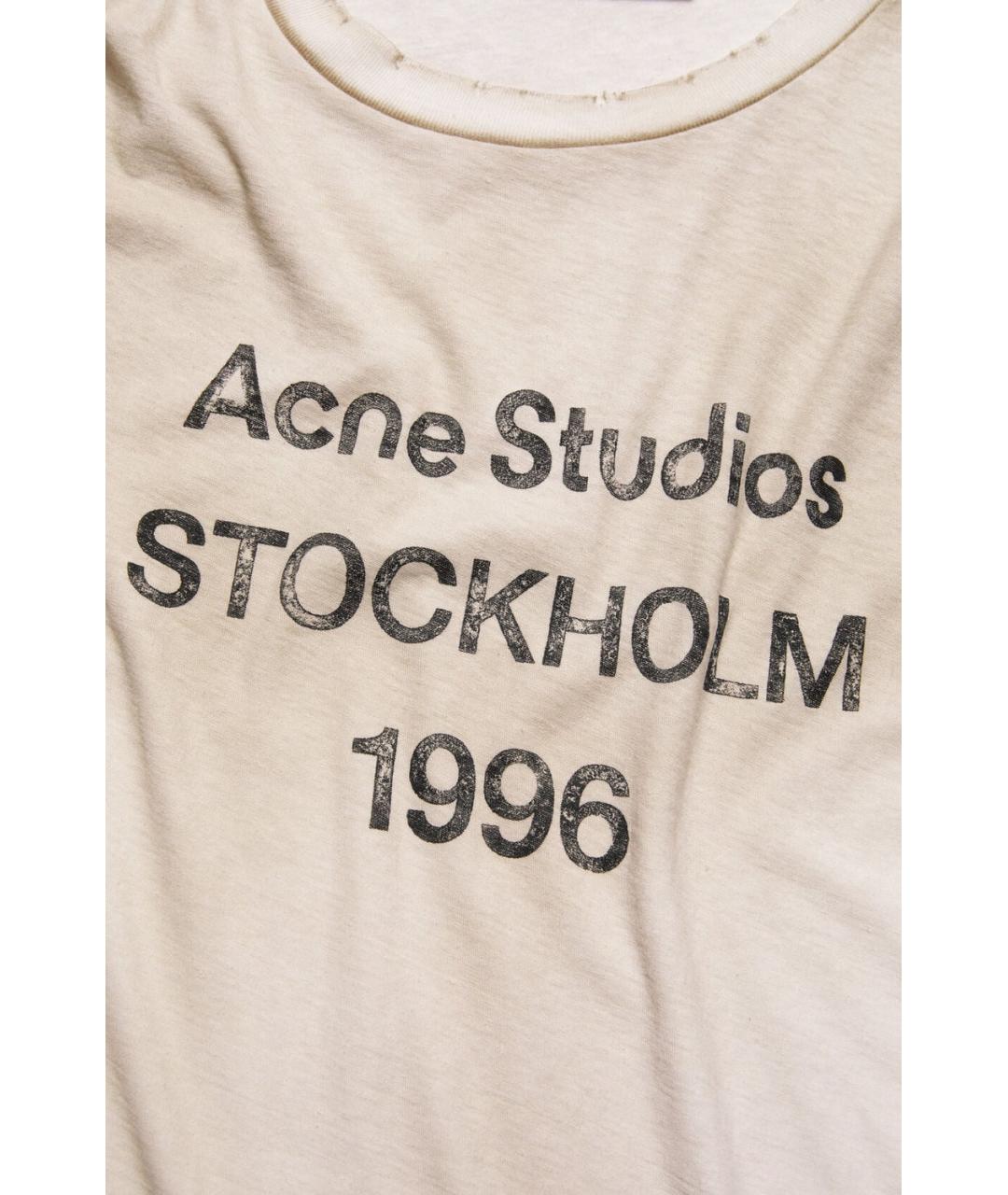ACNE STUDIOS Бежевая хлопковая футболка, фото 2