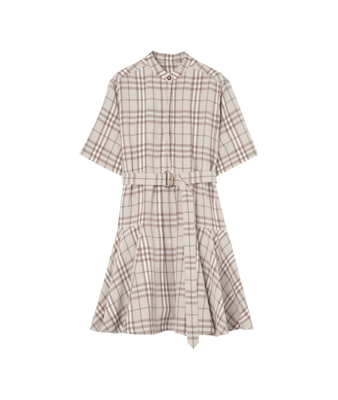 BURBERRY Бежевое льняное повседневное платье, фото 1
