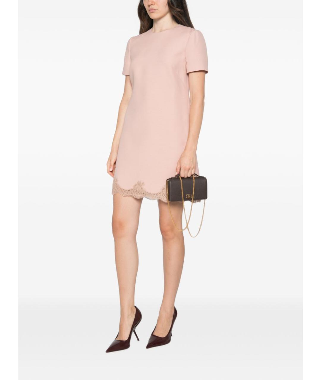 VALENTINO Розовое шерстяное повседневное платье, фото 4