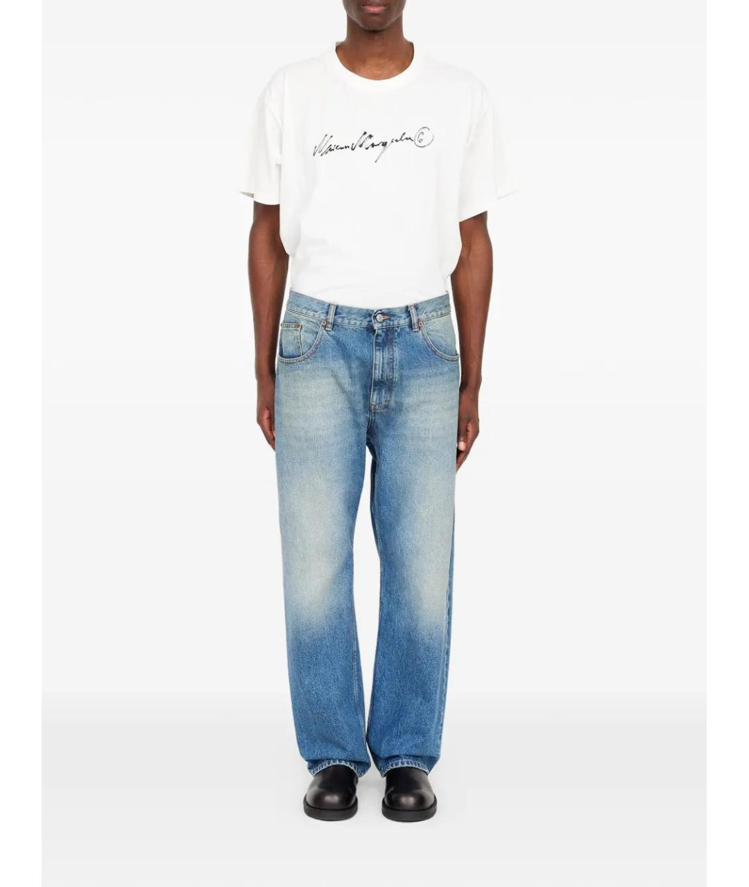 MM6 MAISON MARGIELA Голубые хлопковые прямые джинсы, фото 2