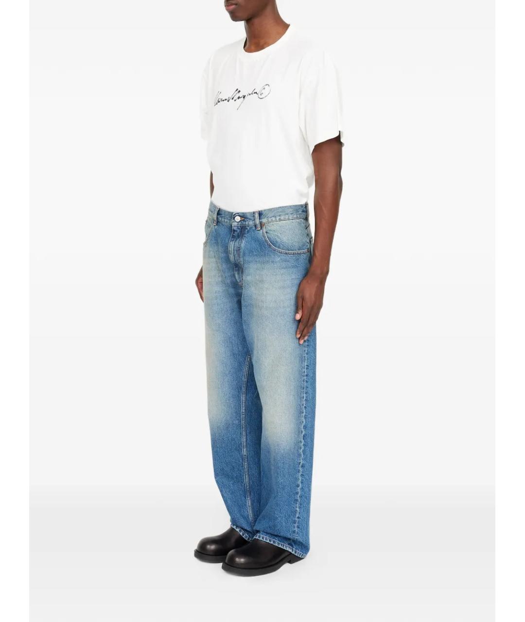 MM6 MAISON MARGIELA Голубые хлопковые прямые джинсы, фото 3