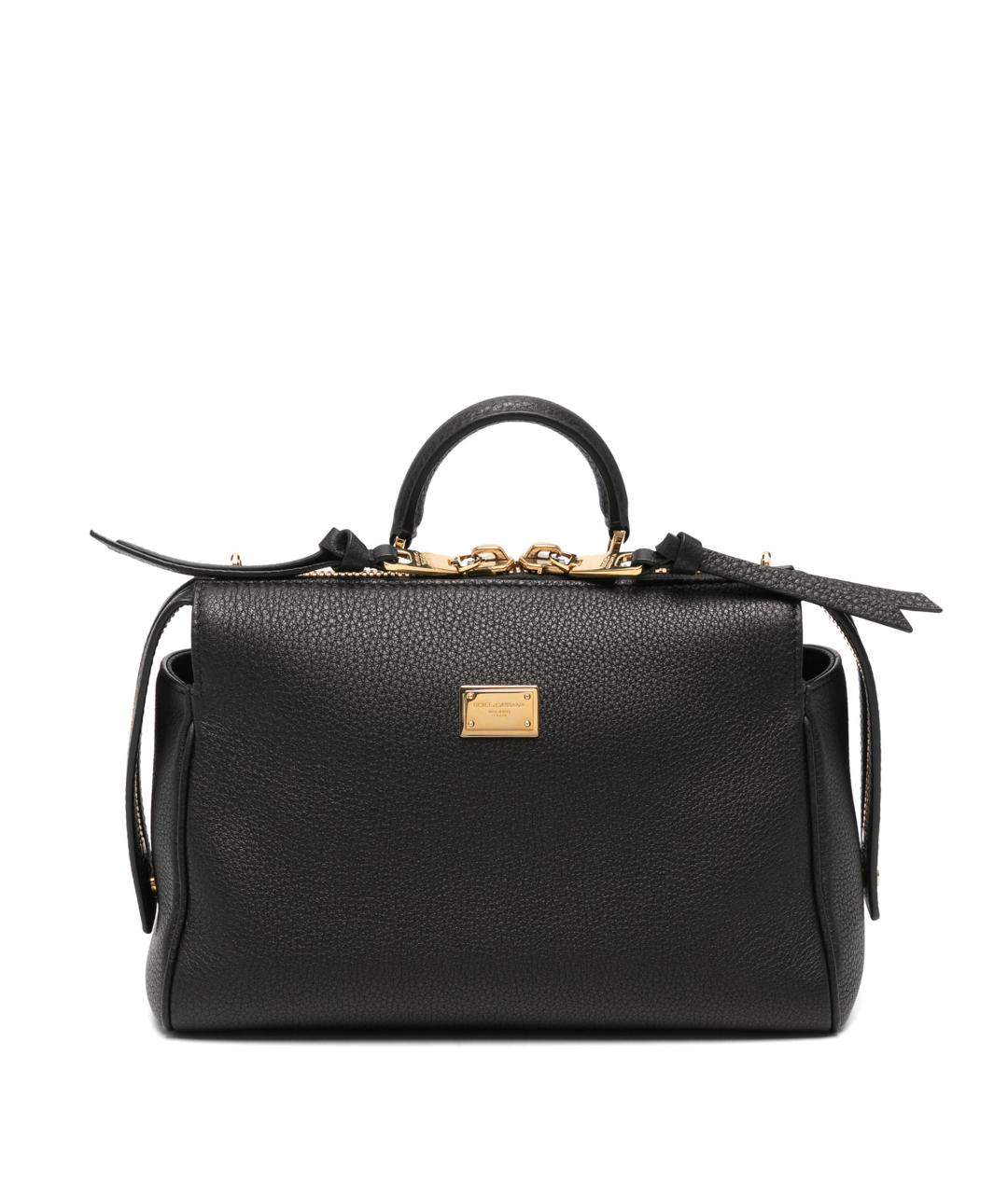 DOLCE&GABBANA Черная кожаная сумка тоут, фото 1