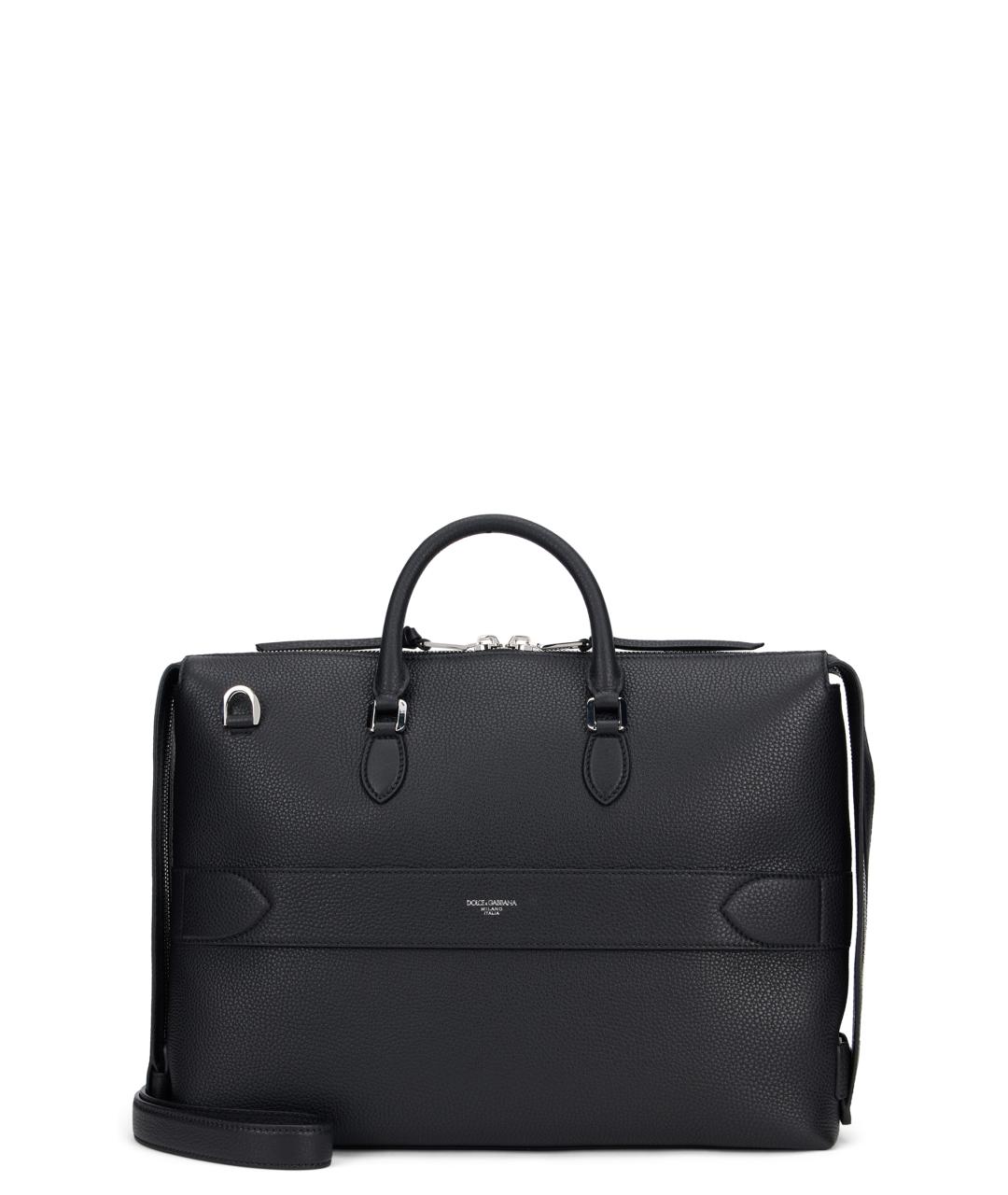 DOLCE&GABBANA Черный кожаный портфель, фото 1