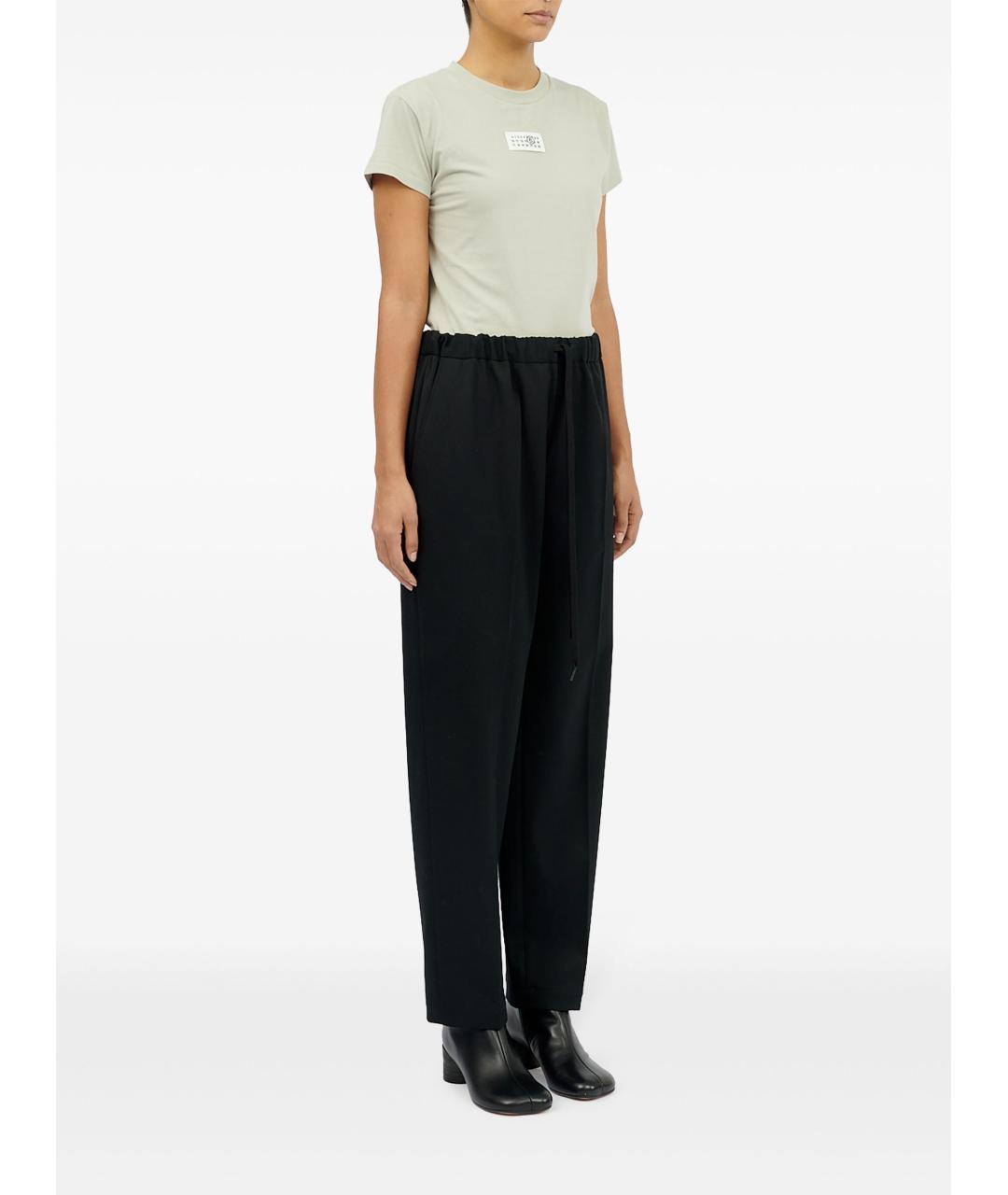 MM6 MAISON MARGIELA Черные полиэстеровые прямые брюки, фото 4