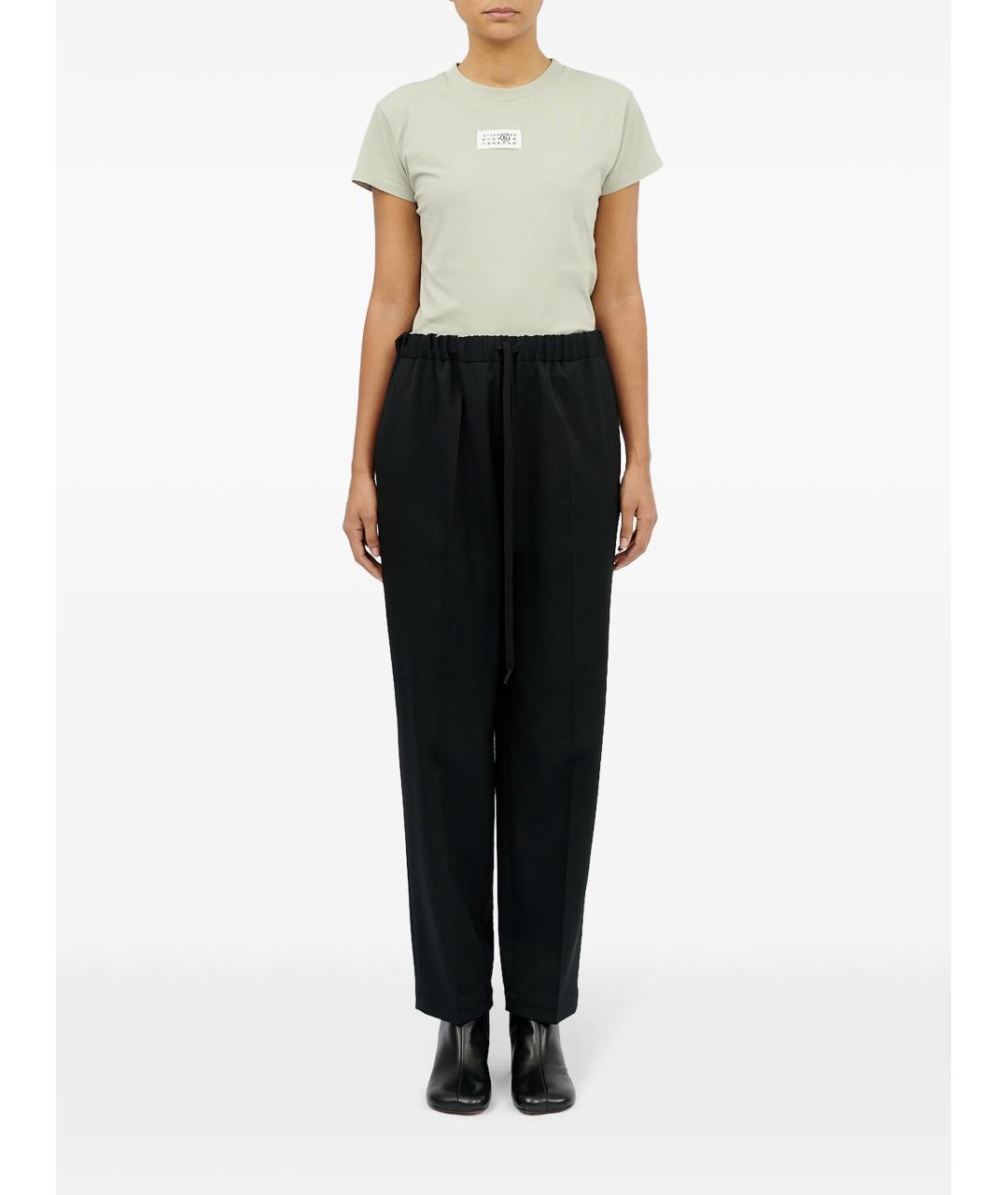 MM6 MAISON MARGIELA Черные полиэстеровые прямые брюки, фото 2