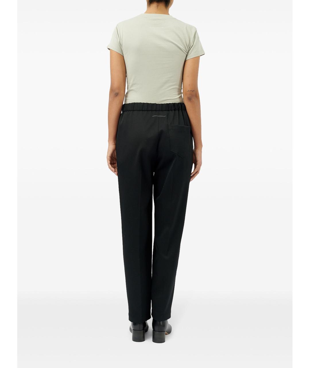 MM6 MAISON MARGIELA Черные полиэстеровые прямые брюки, фото 3