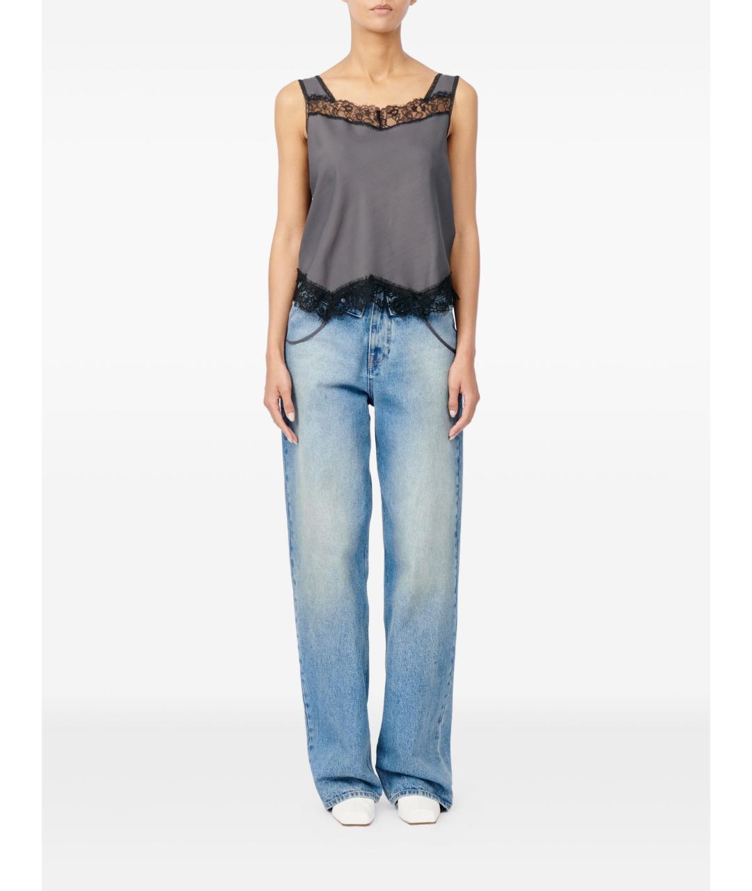 MM6 MAISON MARGIELA Антрацитовая хлопковая майка, фото 2