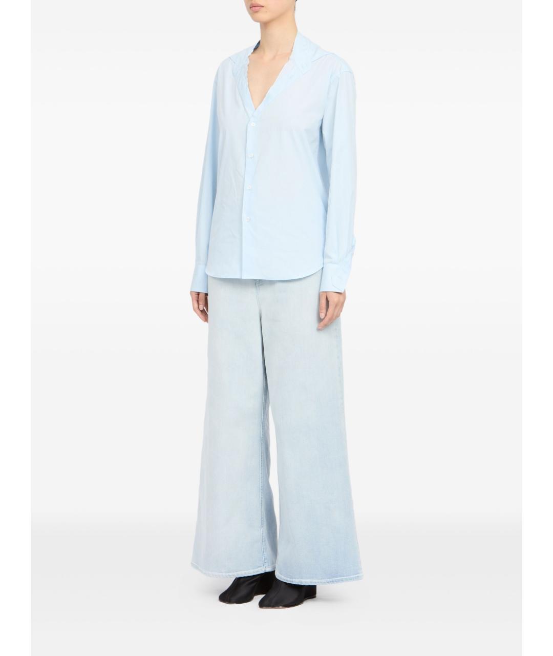 MM6 MAISON MARGIELA Голубая хлопковая рубашка, фото 3