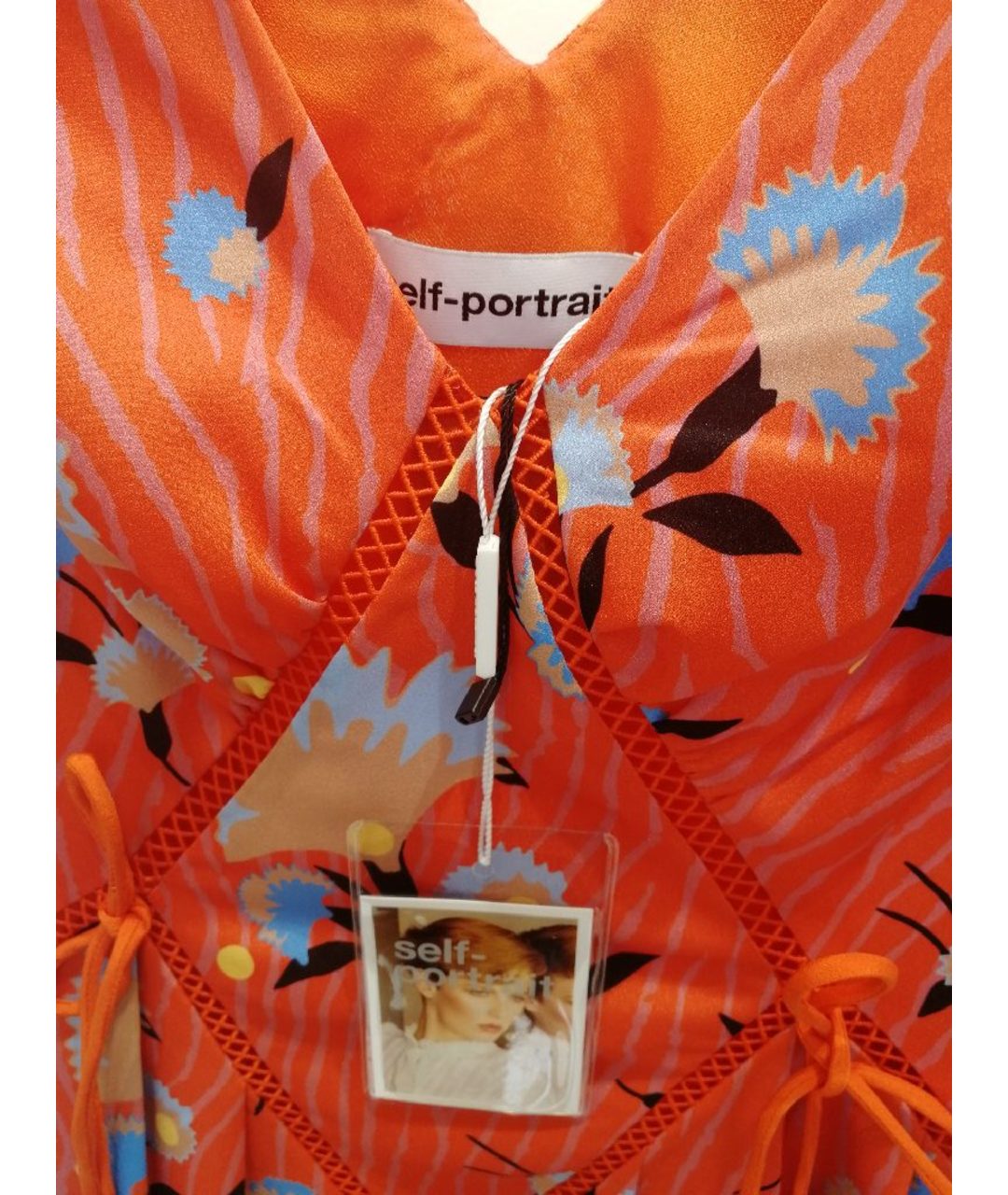 SELF-PORTRAIT Коралловое полиэстеровое платье, фото 3