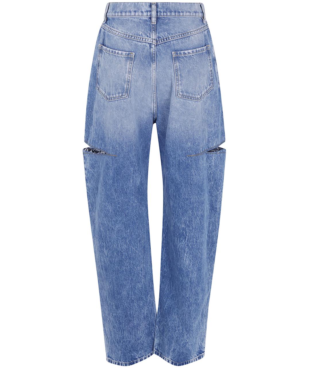 MAISON MARGIELA Голубые хлопковые прямые джинсы, фото 2
