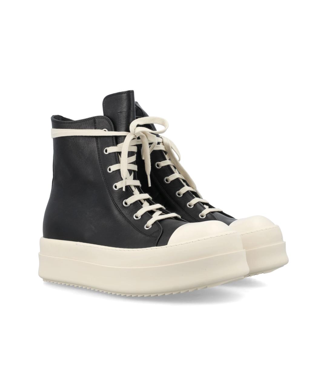 RICK OWENS Черные кожаные кроссовки, фото 3
