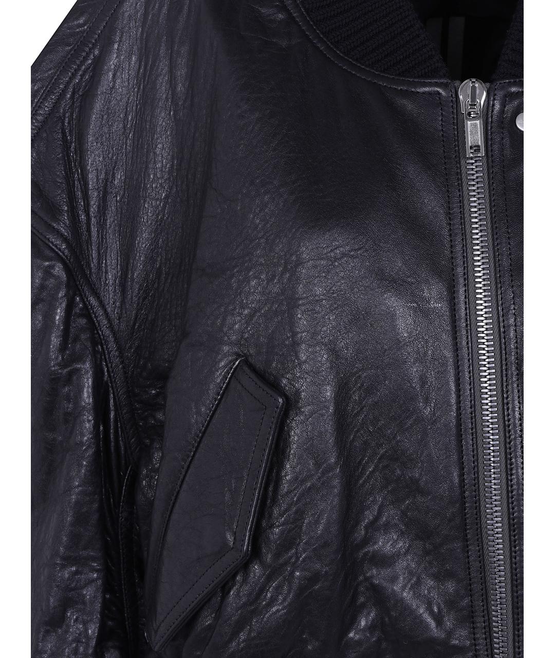 RICK OWENS Черная кожаная куртка, фото 3
