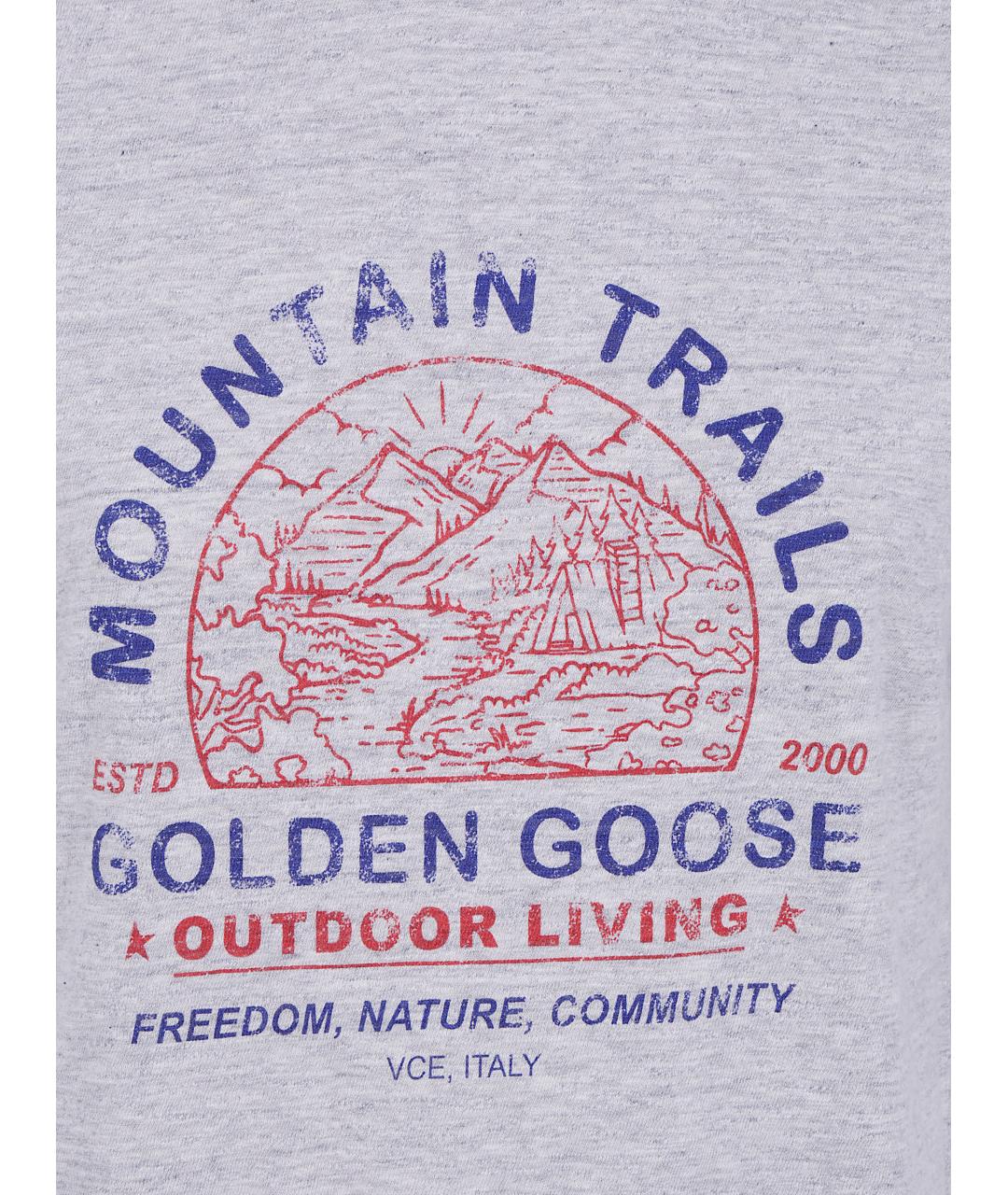 GOLDEN GOOSE Серая хлопковая футболка, фото 3