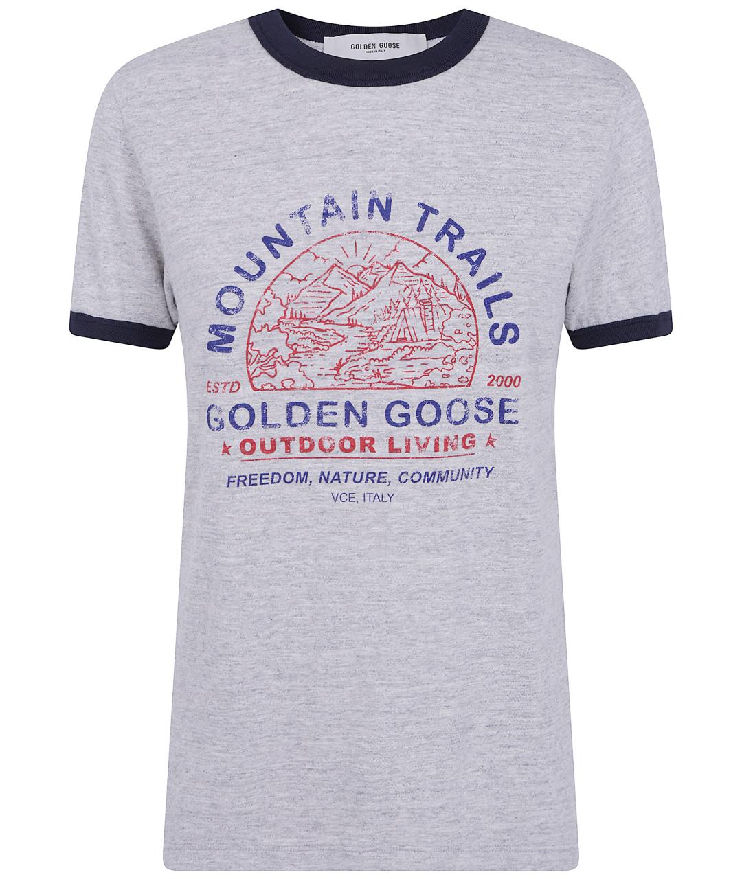 GOLDEN GOOSE Серая хлопковая футболка, фото 1