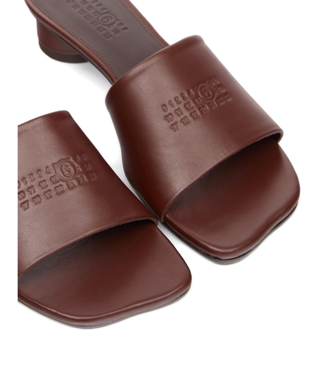 MM6 MAISON MARGIELA Коричневые кожаные мюли, фото 5