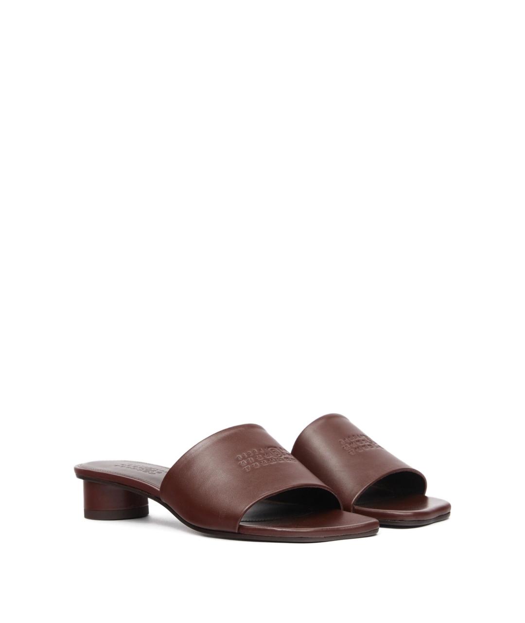 MM6 MAISON MARGIELA Коричневые кожаные мюли, фото 3