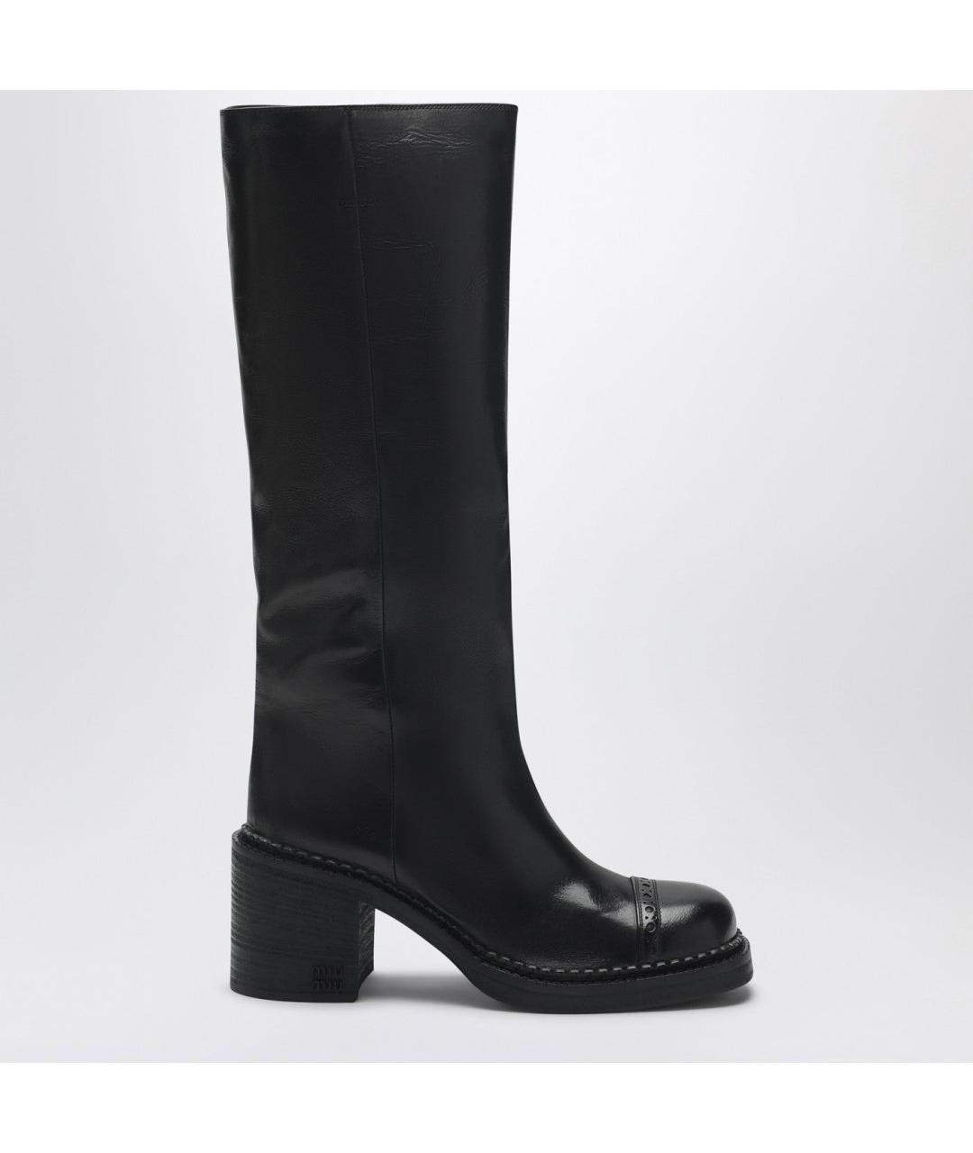 MIU MIU Черные кожаные сапоги, фото 3