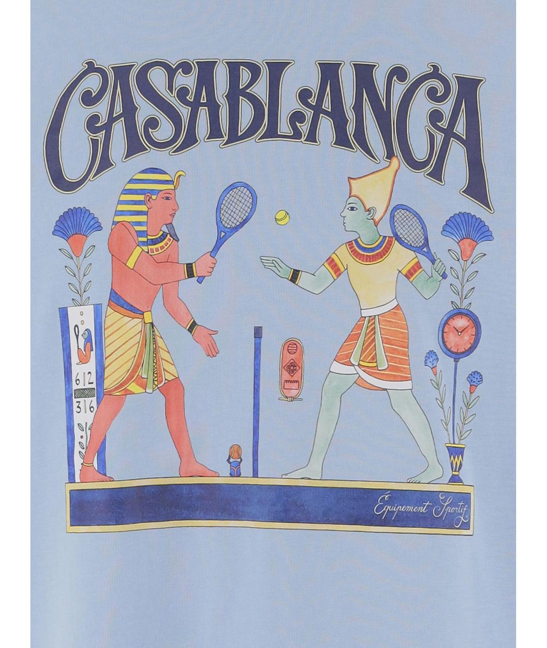 CASABLANCA Голубая хлопковая футболка, фото 3