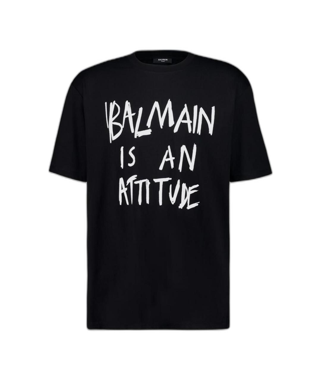 BALMAIN Черная хлопковая футболка, фото 2