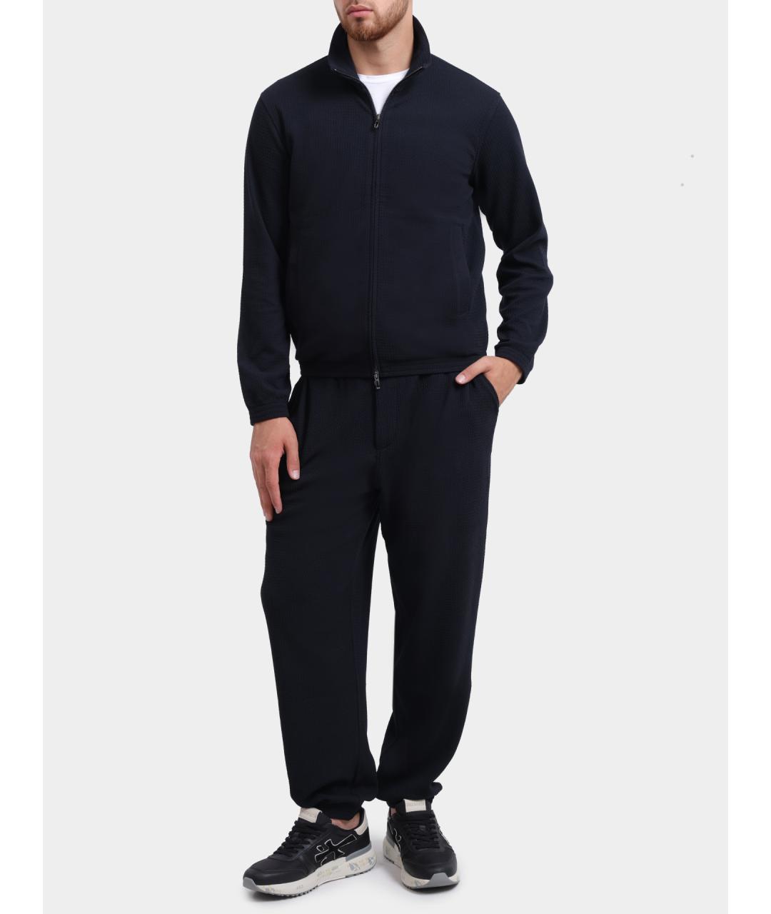 EMPORIO ARMANI Темно-синие повседневные брюки, фото 2